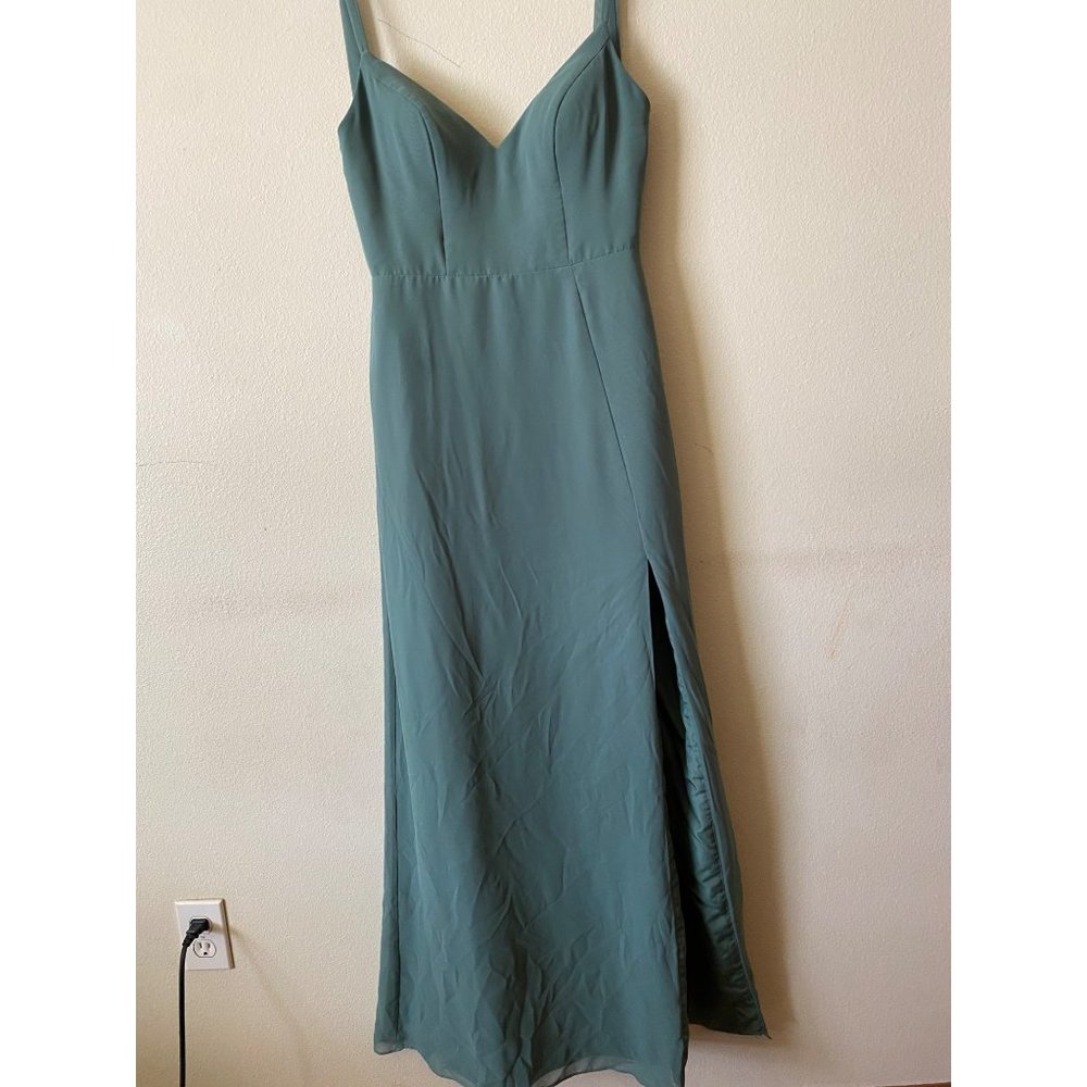 AZAZIE Womens Bridesmaid Sleeveless Long Dress Teal Size 4